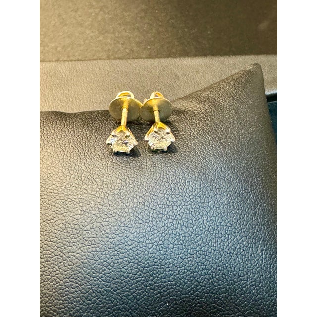 1.0 Carat Diamond Solitaire Stud Earrings 6 Prongs Screw Back 14 Kt Yellow Gold For Sale - Image 12 of 18