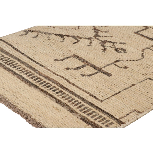 Rug & Kilim Rug & Kilim’s Modern Classics Rug in Beige With Brown Geometric Patterns For Sale - Image 4 of 7