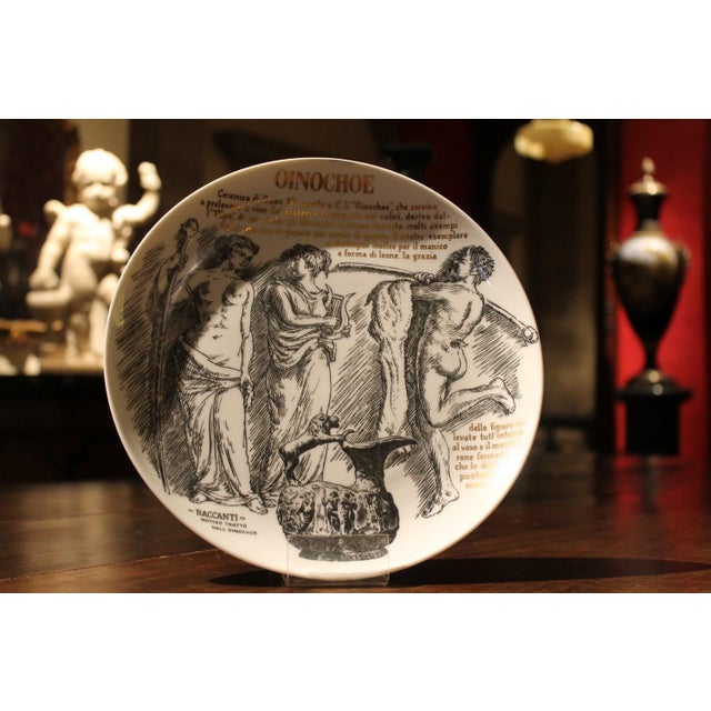 Black Limited Edition White Porcelain, Black and Gold Printed Plates by Fornasetti, 1970s, Set of 2 For Sale - Image 8 of 18