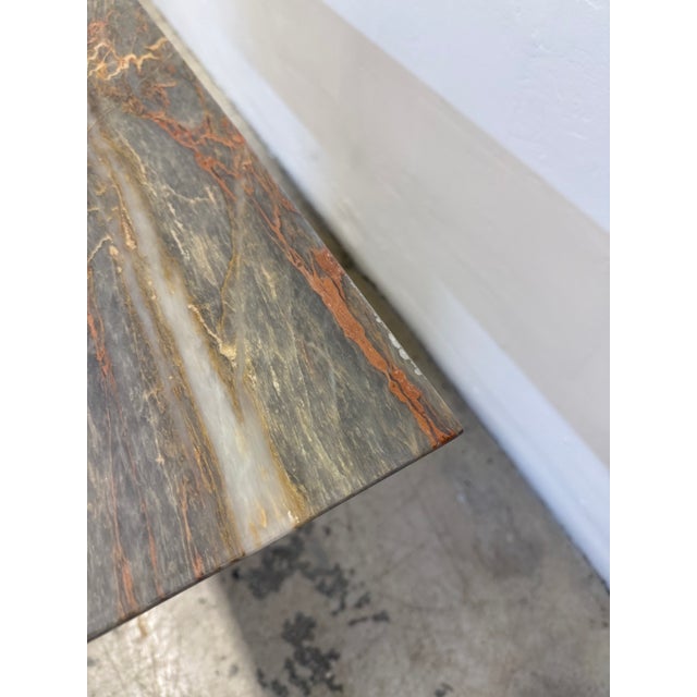 Variegated Green Natural Stone Marble Console Table, Italy 1980s For Sale - Image 10 of 13