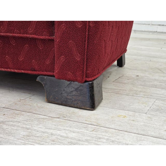 Mid-Century Modern Vintage Danish Relax Chair in Red Furniture Wool, 1950s For Sale - Image 3 of 18