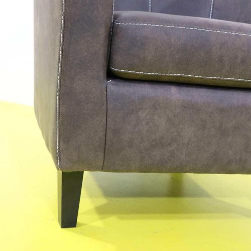Brown Leather Club Chair with Exposed Stitching and Wooden Legs For Sale - Image 4 of 8