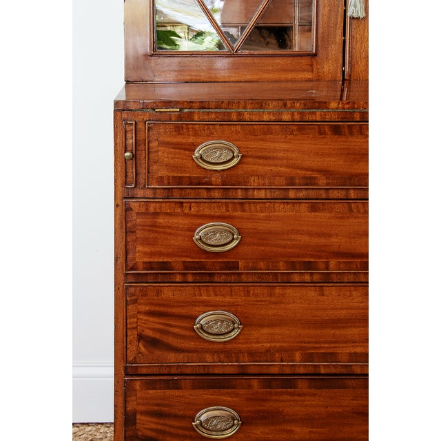 Mid 19th Century American Federal Mahogany Secretary Desk & Bookcase With Astragal Glazing and Fitted Writing Interior For Sale - Image 5 of 5