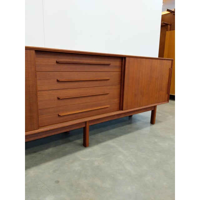 Brown Vintage Mid Century Modern Teak Credenza For Sale - Image 8 of 10
