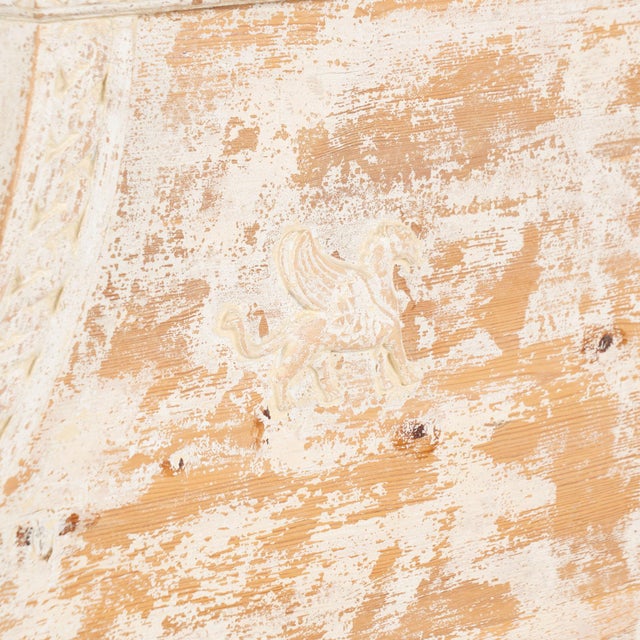 Antique White 19th Century Swedish Antique White Painted Pine Gustavian Bench With Griffins For Sale - Image 8 of 17