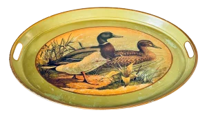 Green and Yellow Platter or Tray in Painted Metal, England, 1970s