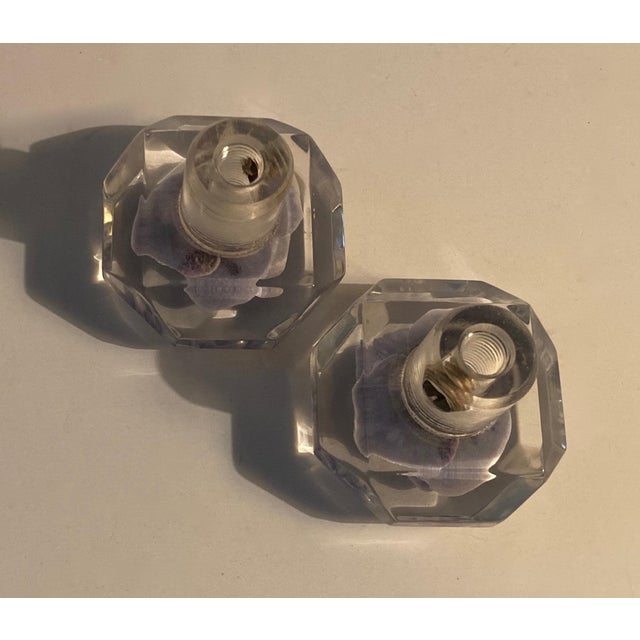 1960s Rose Imbedded Lucite Knobs a Pair For Sale In New York - Image 6 of 7