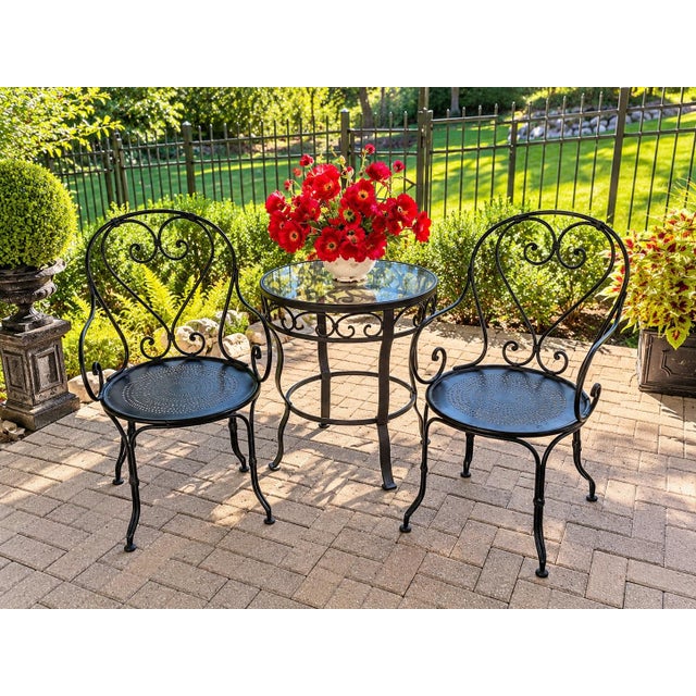 C.2000 Wrought Iton Garden Patio Arm Chairs a Pair For Sale - Image 9 of 9