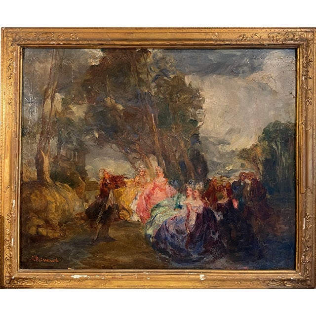 G. Rivaroli, Open-Air Concert, 19th Century, Oil on Canvas For Sale - Image 10 of 10