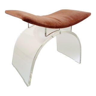 1960s Hill Manufacturing Corp. Lucite and Upholstery Bench For Sale