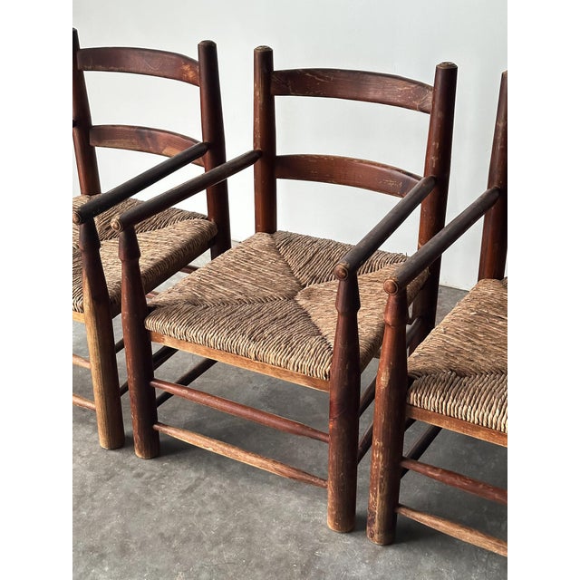 Rustic Pine Hearth Armchairs, France, Mid-20th Century — Set of Four For Sale In Greensboro - Image 6 of 18