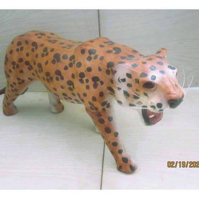 Mid century leather tiger. Probably made in India but not marked