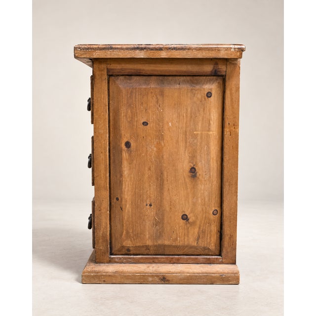 Vintage Primitive Pine Three-Drawer Bedside Chest For Sale - Image 4 of 6