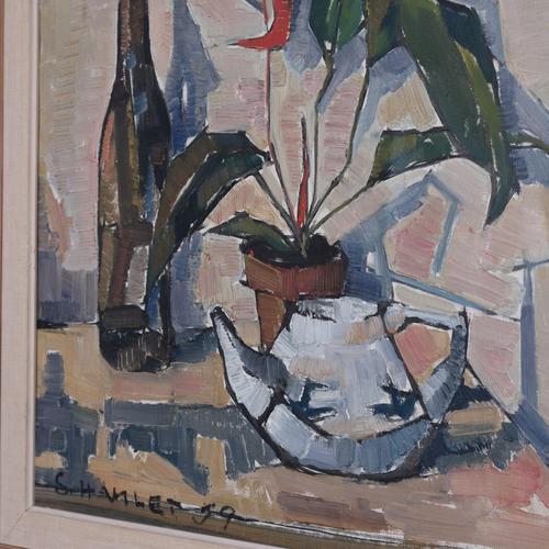 Sven-Olof Hamlet, Still Life with Plant, Oil Painting, 1959 For Sale - Image 6 of 12