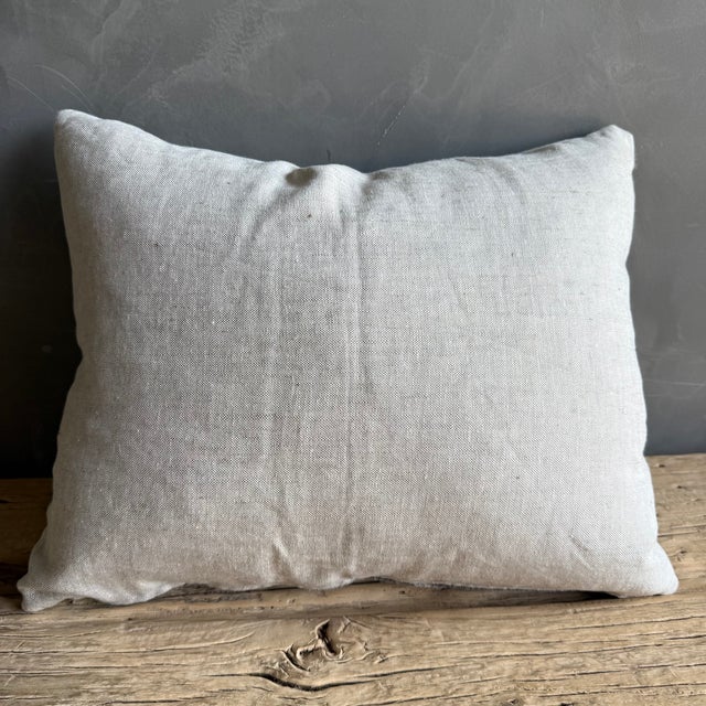 Vintage Textile One of a Kind Gray and White Lumbar Pillow With Down Insert For Sale In Los Angeles - Image 6 of 6