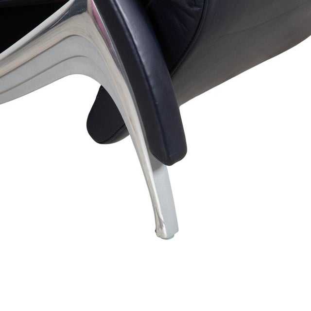 3100 Lounge Chair in Dark Blue Leather from Rolf Benz For Sale - Image 6 of 16