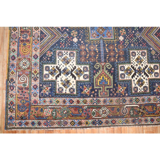 Mid 20th Century Vintage Navy Persian Square Accent Rug For Sale - Image 5 of 9
