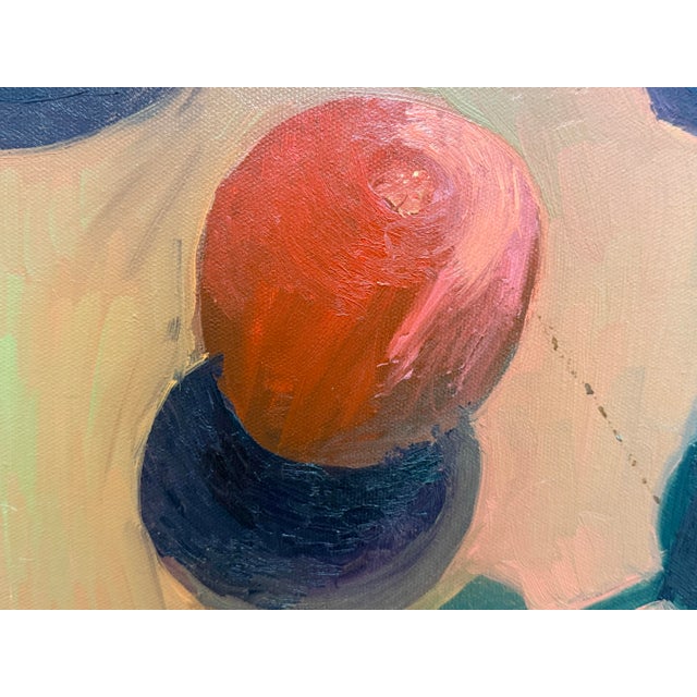 Early 21st Century Contemporary Oil on Canvas Still Life of Fruit + Flowers, Unknown Artist For Sale - Image 5 of 12