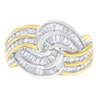 10KT Two-Toned Gold Diamond Bypass Ring (1 cttw, H-I Color, SI1-SI2 Clarity) For Sale