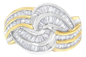 10KT Two-Toned Gold Diamond Bypass Ring (1 cttw, H-I Color, SI1-SI2 Clarity)