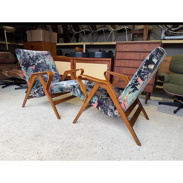 Mid-Century Art Deco Acquisition Armchairs attributed to František Jirák for Tatra, 1960s, Set of 2 For Sale - Image 6 of 18
