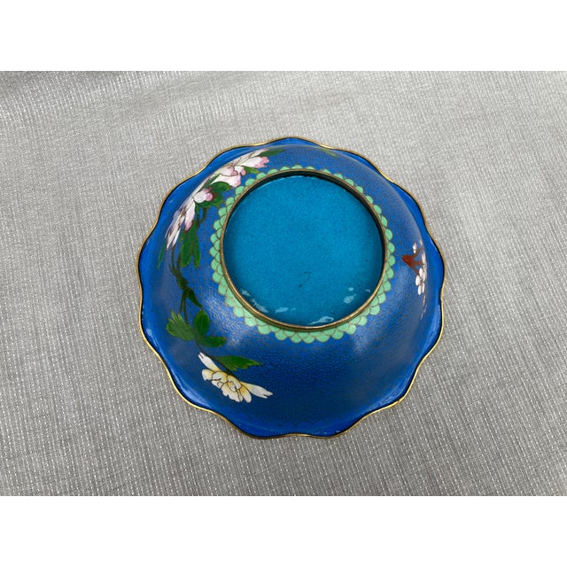 Vintage Chinese Cloisonne Floral Bowl For Sale - Image 9 of 10