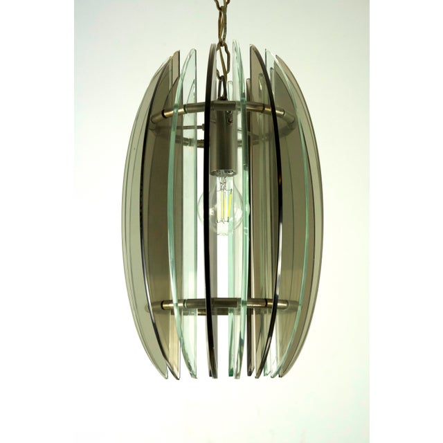 Mid-Century Italian Fume and Clear Thick Glass Chandelier by Veca, Italy, 1960s For Sale - Image 4 of 10