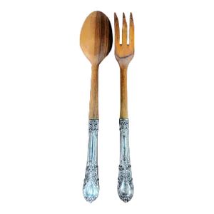 Fine Sterling Silver Handles & Teak Wood Serving Utensils- a Pair