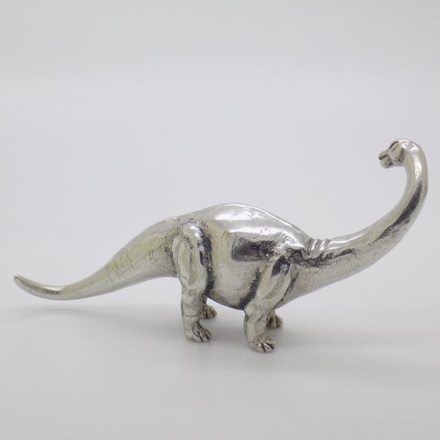 Metal Vintage Italian Handmade Sterling Silver Dinosaur Figurine, 1970s For Sale - Image 7 of 11