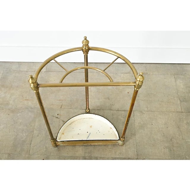 Metal French 20th Century Brass Demilune Umbrella Stand For Sale - Image 7 of 10