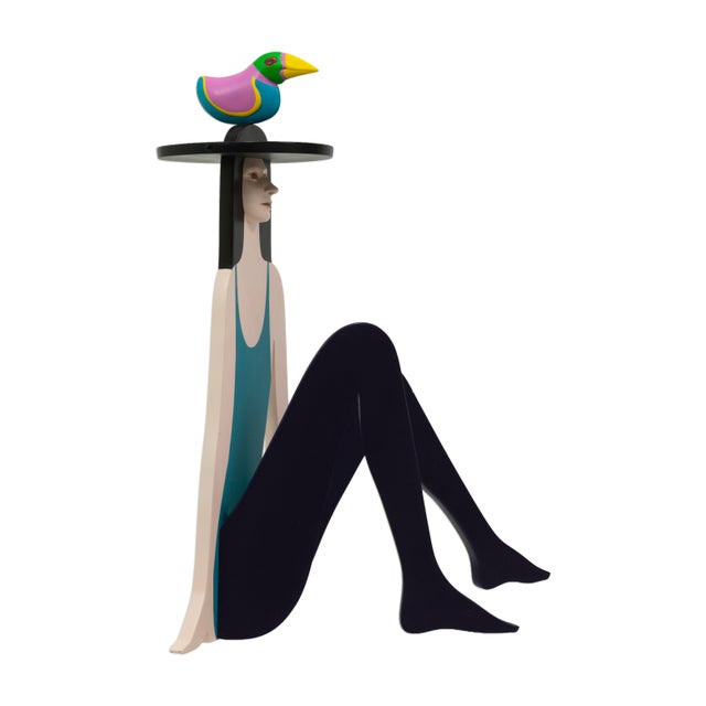 Modern James W. Eaton, Untitled (Woman With Bird) 1989 Signed Painted Metal Sculpture For Sale - Image 3 of 8