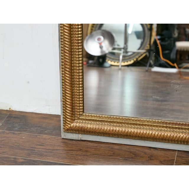 Gold French Carved Giltwood Mirror with Light Painted Wood Surround, circa 1920 For Sale - Image 8 of 12