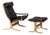 Set of Vintage Siesta Lounge Chair and Ottoman in Naturel Oak and Black Leather by Ingmar Relling for Westnofa, 2000s For Sale