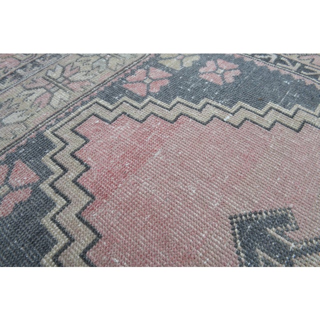 Pink 1970s Vintage Handmade Wool Cotton Turkish Pink Runner Rug For Sale - Image 8 of 10