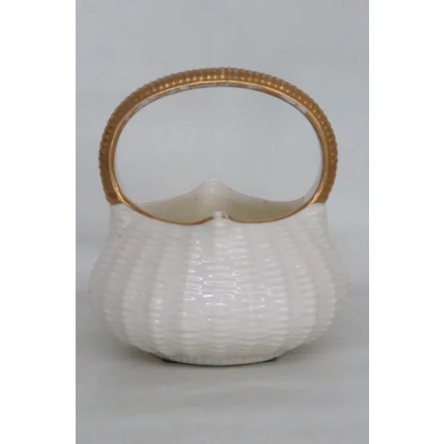 Royal Worchester 1884 Porcelain White and Gold Woven Basket Vase For Sale - Image 13 of 13