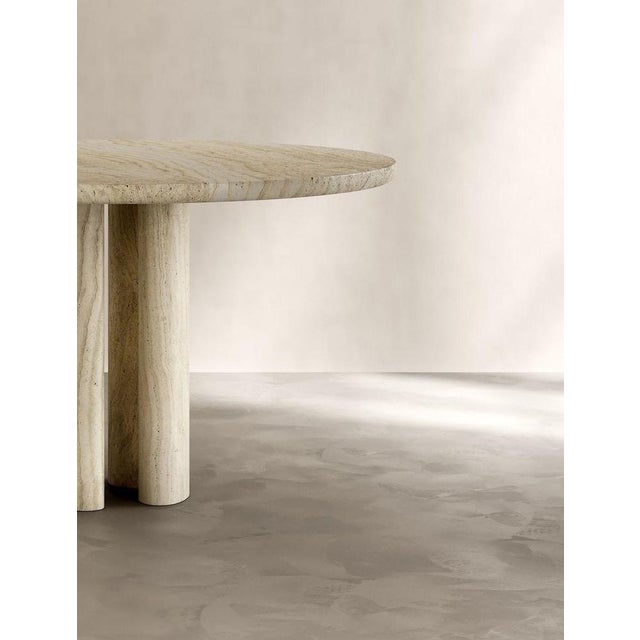 Roman Dining Table II in Bianco Alabastrino Travertine by Paloma Editions For Sale - Image 4 of 7