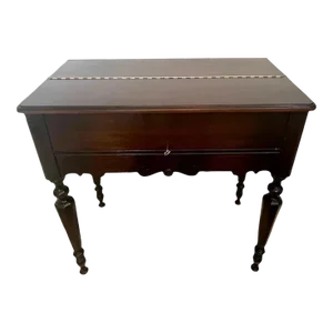 1920s Victorian Spinet Desk Secretary Two Drawers Pull Out Pad Locking Door