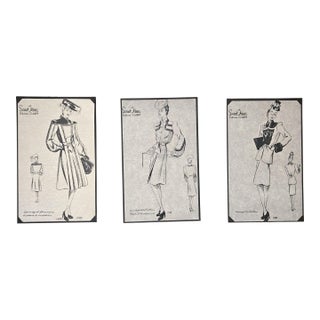1945 Set of 3 French Mid-Century Fashion Prints For Sale