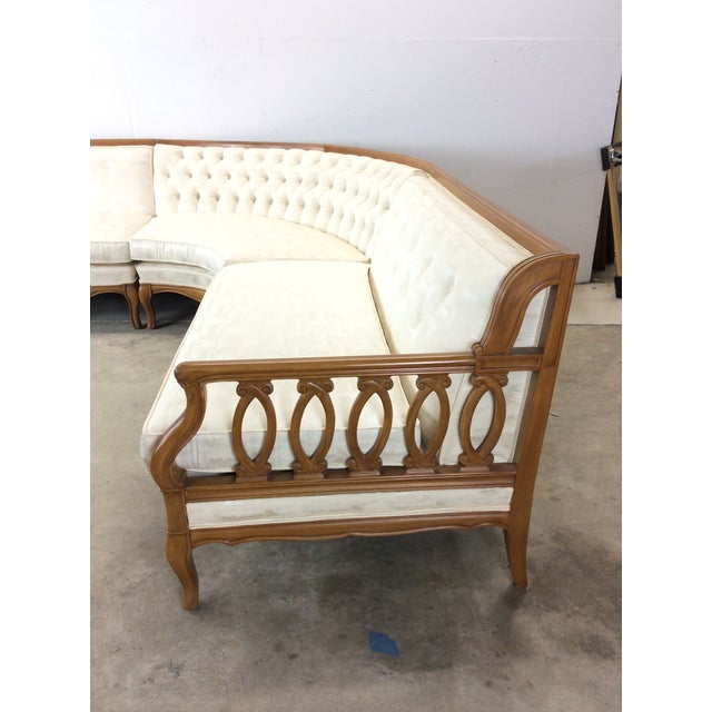 Mid Century Modern Three Piece Sectional Sofa With Vintage Tufted Upholstery For Sale - Image 4 of 12