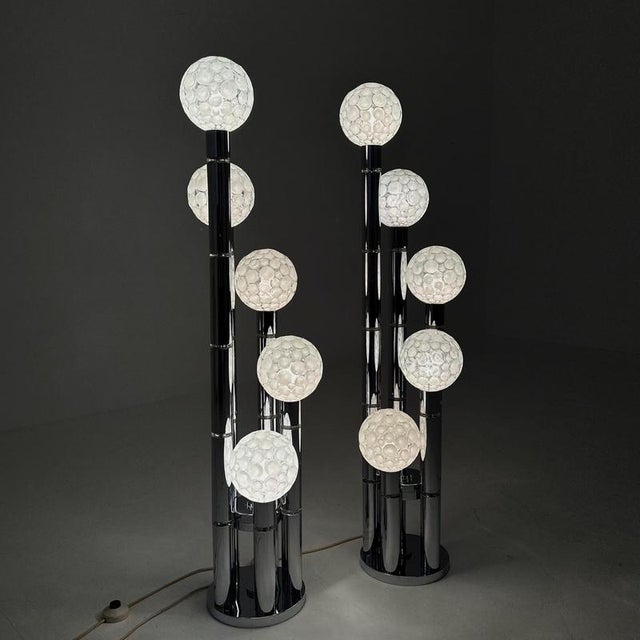 Vintage Chrome Floor Lamp with Glass Globes, 1970s For Sale - Image 5 of 18