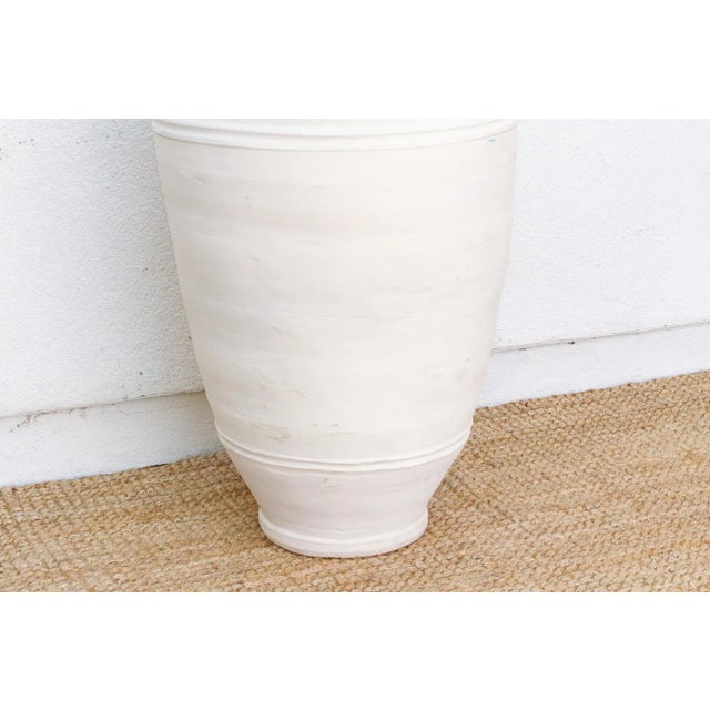 1960s Tall Mediterranean Amphora Shape White Terracotta Planter For Sale - Image 5 of 9