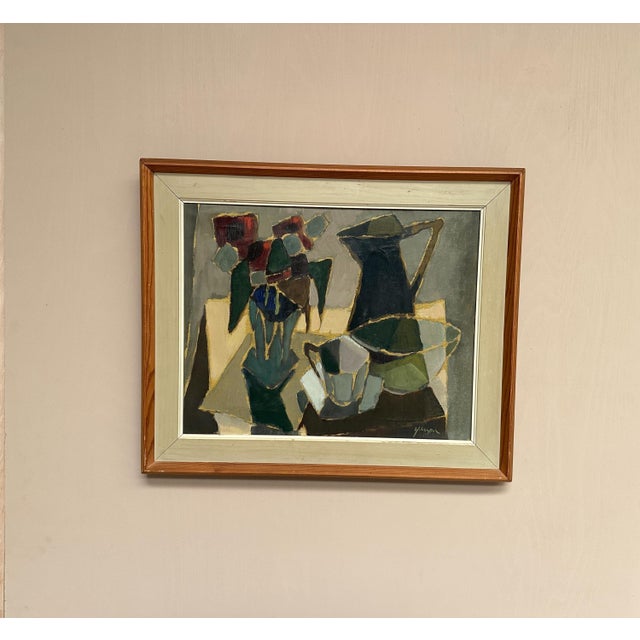 Sven Johansson, Cubist Still Life, 1960s, Oil Painting on Panel, Framed For Sale - Image 14 of 18