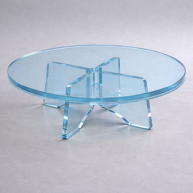 Not Yet Made - Made To Order Sculptural Blue Lucite Acrylic Round Coffee Table For Sale - Image 5 of 7