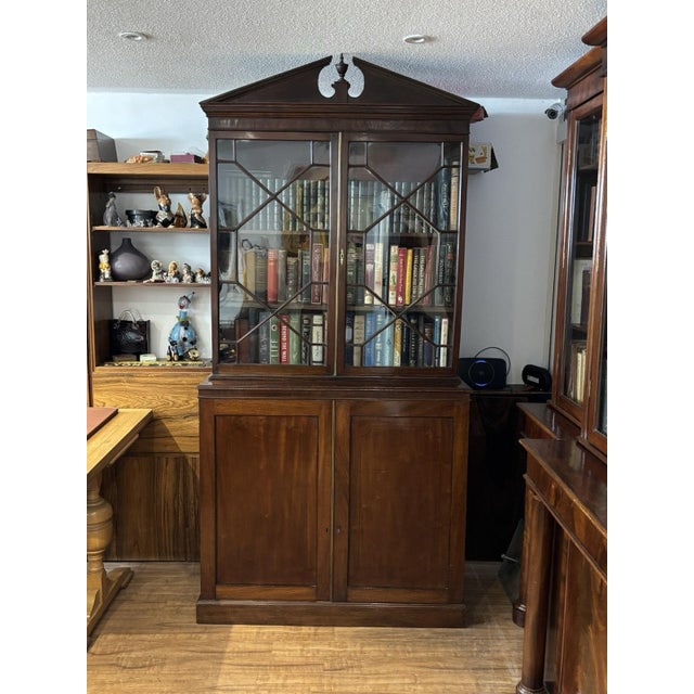 Georgian Library Mahogany Bookcase, Adjustable Shelves, with Key. Splits into 2 pieces for easier transportation. Sizes...