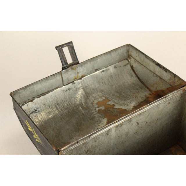 1850's Tin Toleware Chest Box W Latch, Hand Painted, Pennsylvania Folk Art For Sale - Image 12 of 15