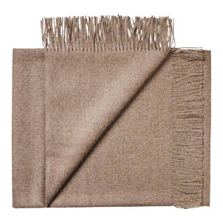 Solid Baby Alpaca Wrap / Throw - Taupe For Sale