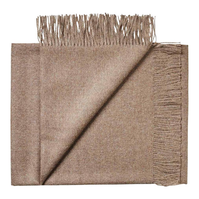 Solid Baby Alpaca Wrap / Throw - Taupe For Sale