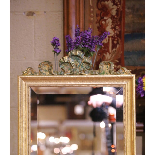 French Late 20th Century French Louis XVI Style Giltwood Beveled Floor Mirror For Sale - Image 3 of 7
