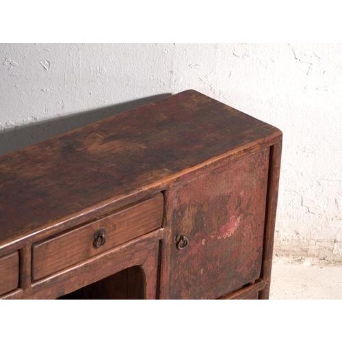 Low Antique Sideboard in Painted Pine, China, 1900 For Sale - Image 3 of 11