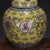 1950s Vintage Chinese Famille Rose Porcelain Lidded Jar, Yellow Ground Longevity Character Ginger Jar For Sale - Image 5 of 6